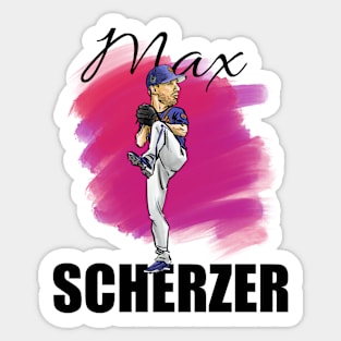 Max Scherzer Cartoon Baseball Player MLB (black text) Sticker